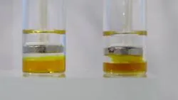 Magnetic surfactant solution drawn up by a magnet
